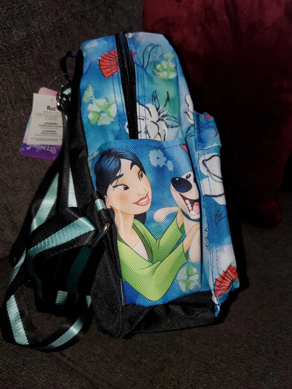 Disney Mulan Blue Floral Character Print Backpack